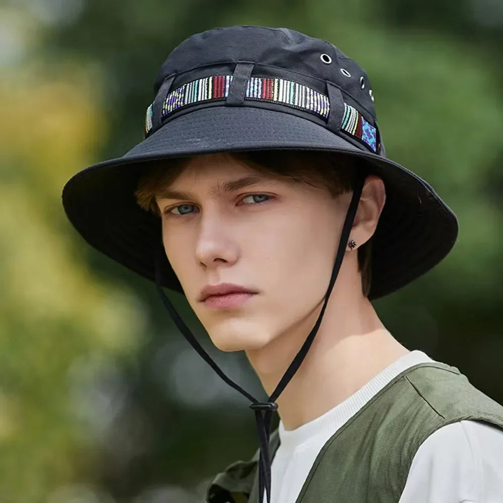 Adjustable Quick-Dry Drawstring Sun Protection Bucket Hat