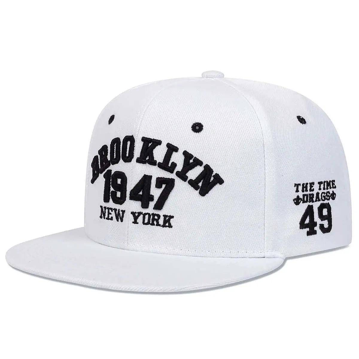 Brooklyn Embroidered Flat Brim Snapback Cap