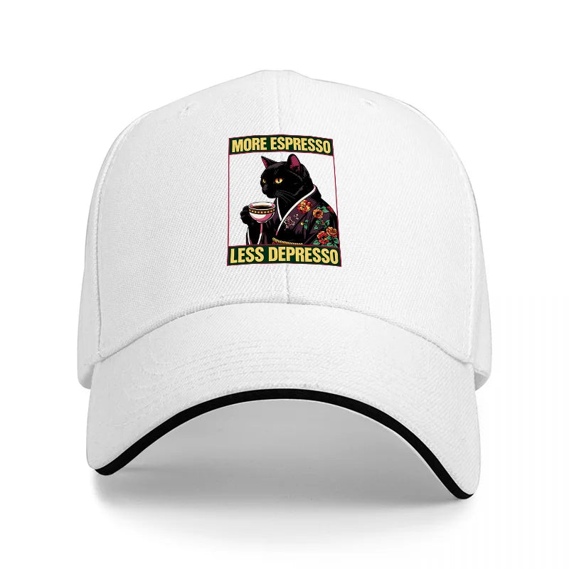 More Espresso Less Depresso Cat Baseball Cap