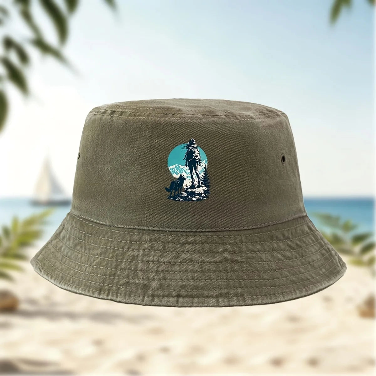Man With Dog Mountain Bucket Hat