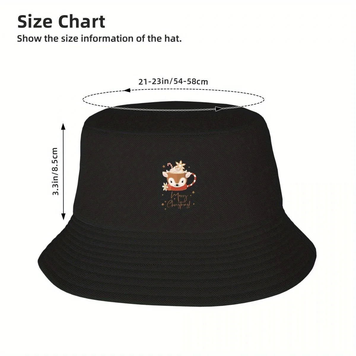 Cute Rudolph Christmas Cup Reindeer Print Bucket Hat Design