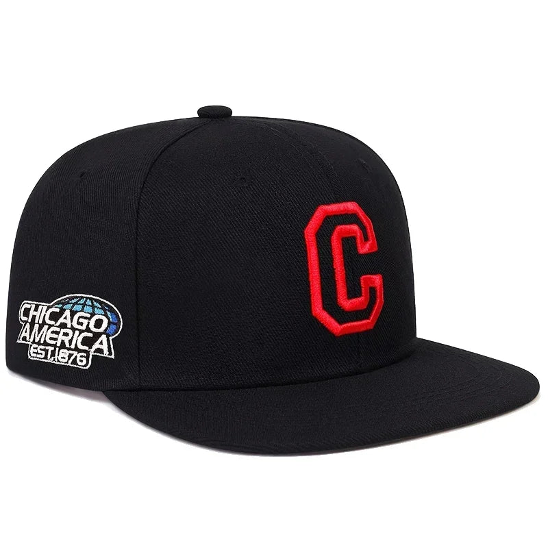 Unisex C Letter Embroidered Snapback Cap