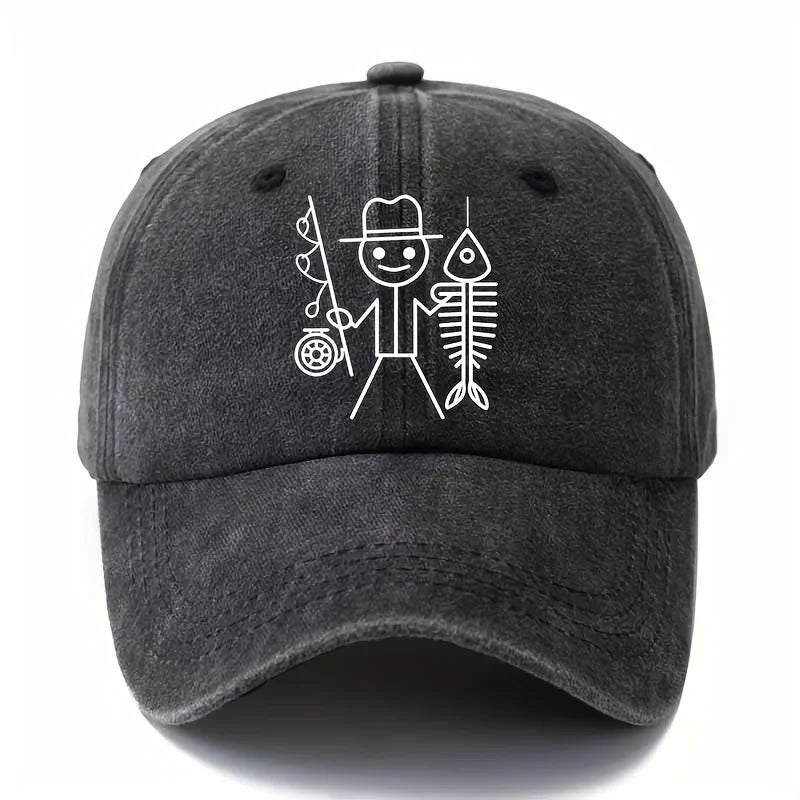 Cartoon Fishing Print Baseball Cap