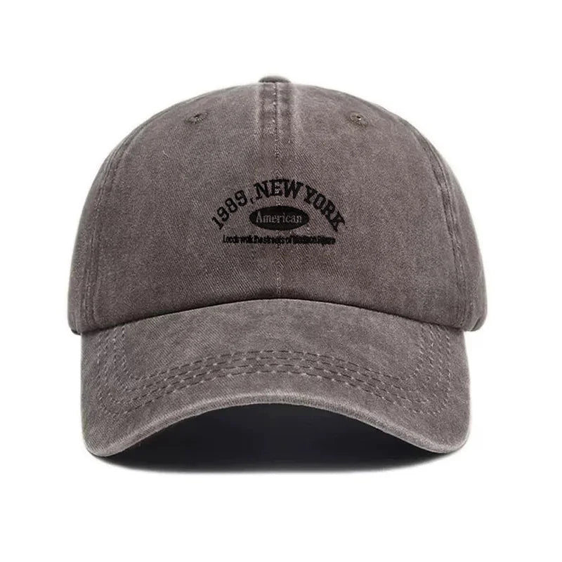 Vintage Letter Print Washed Baseball Cap