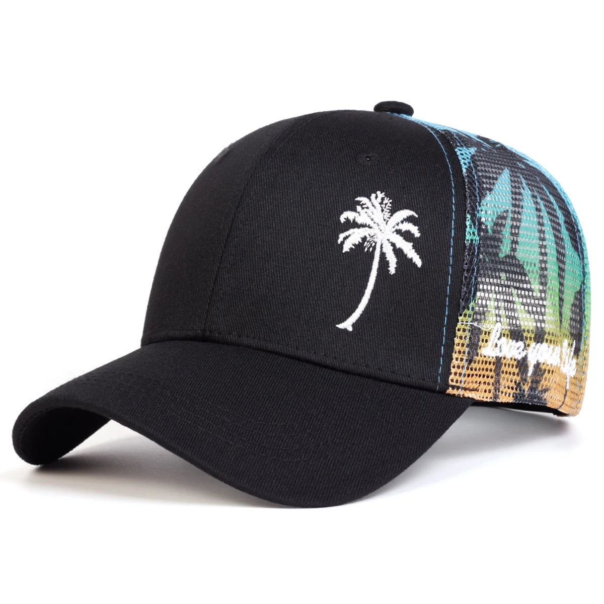 Unisex Coconut Tree Embroidery Baseball Net Caps