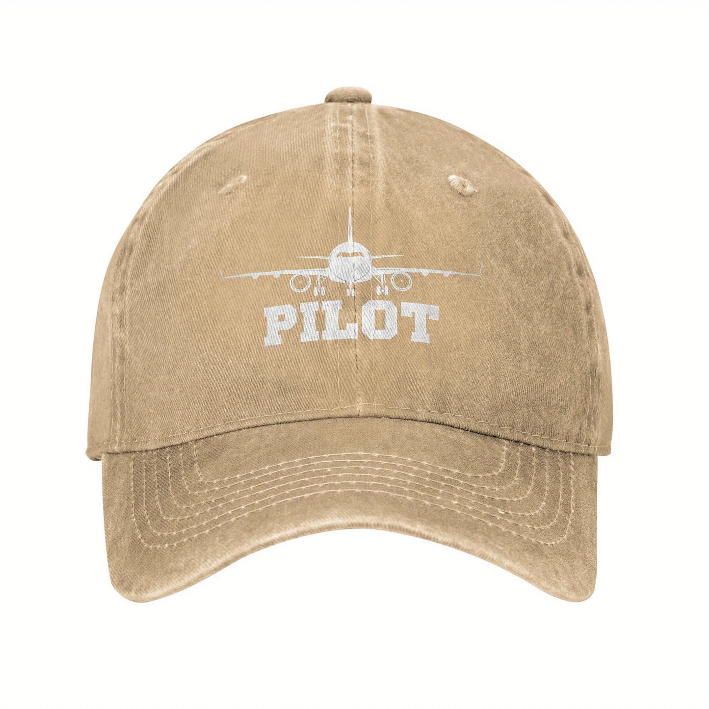Pilot Airplane Washed Denim Baseball Cap