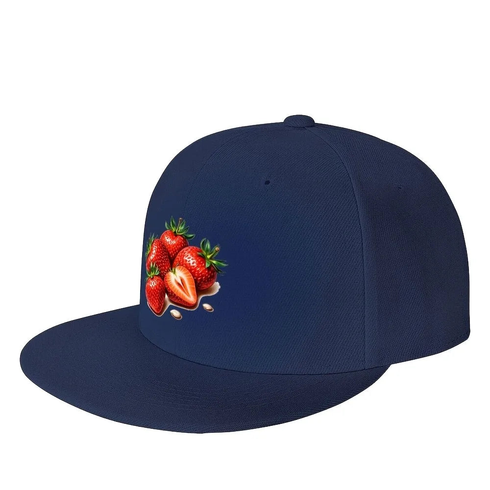 Strawberry Print Summer Snapback Cap