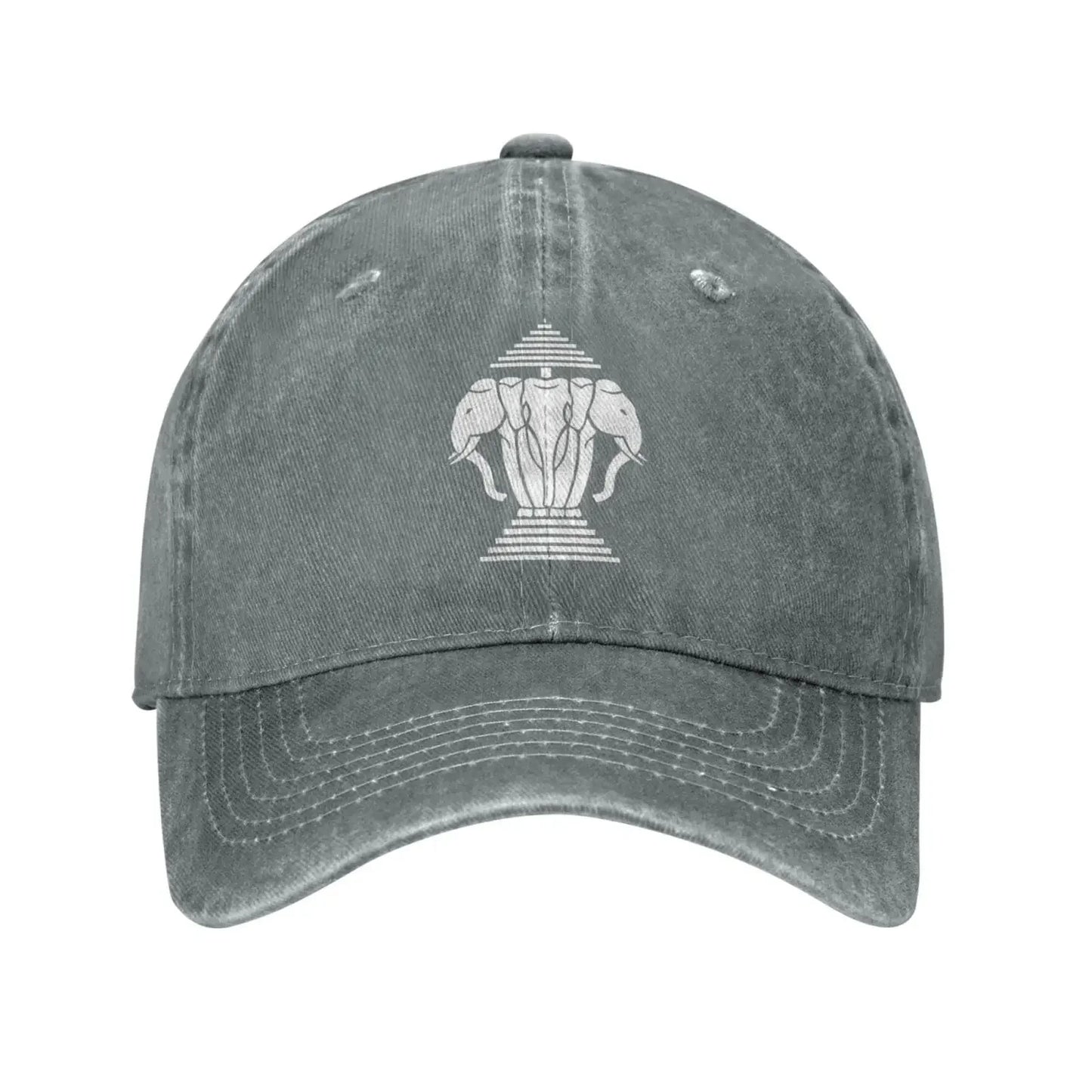Laos Three Elephant Washed Denim Cap