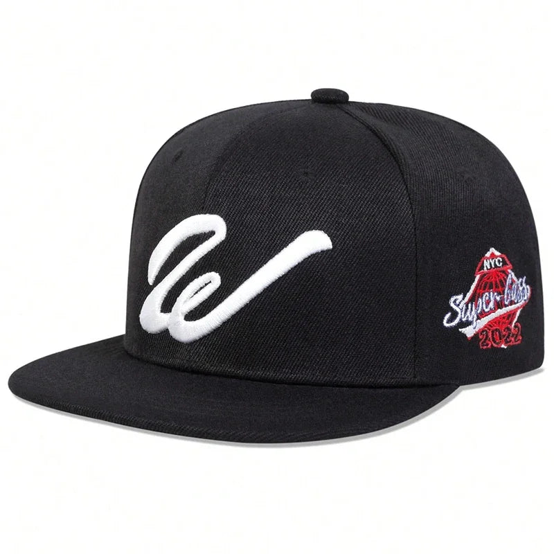 Unisex W Letter Embroidered Snapback Cap