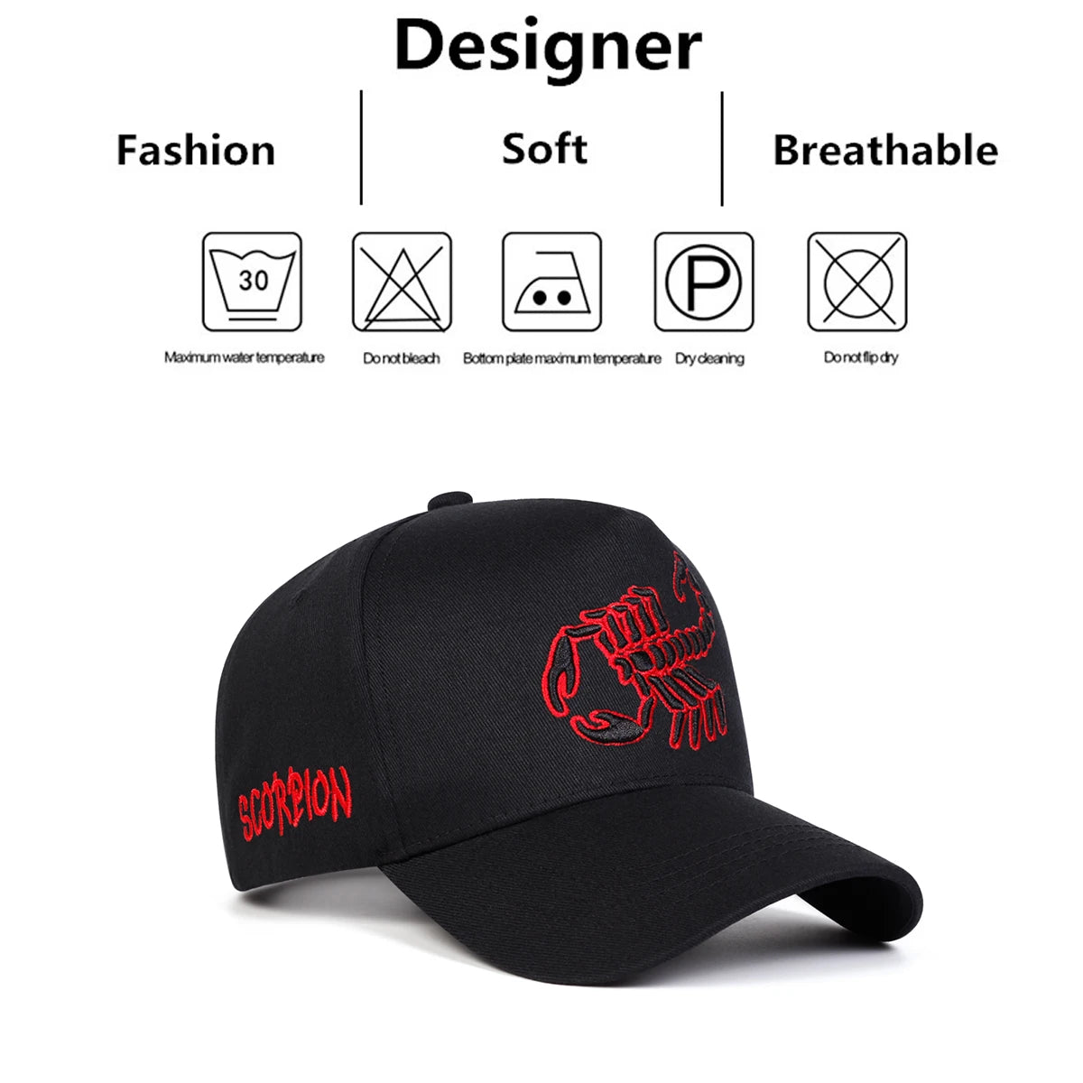 Unisex Scorpion Embroidery Baseball Caps Spring Autumn Outdoor