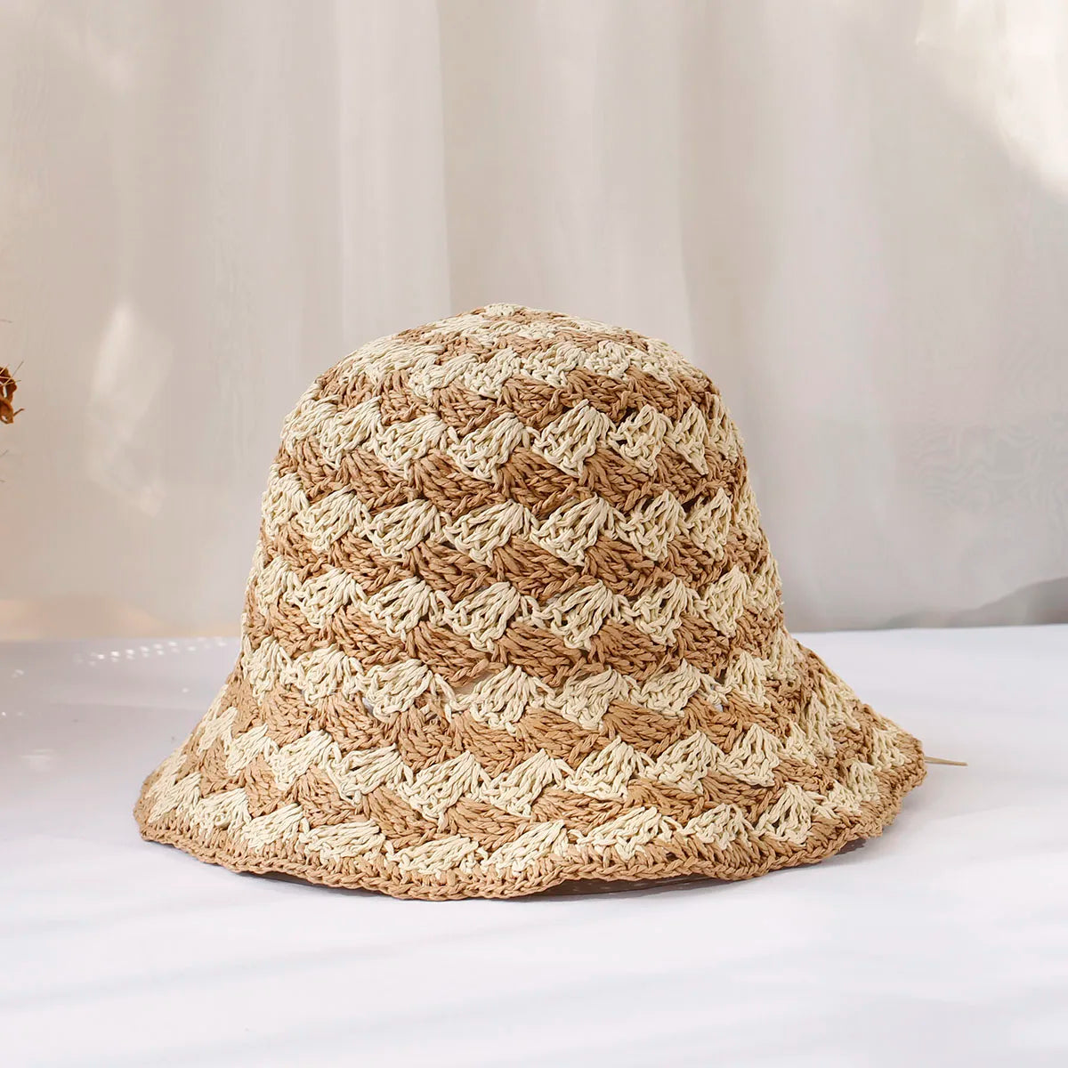 Women's Straw Crochet Sun Bucket Hat