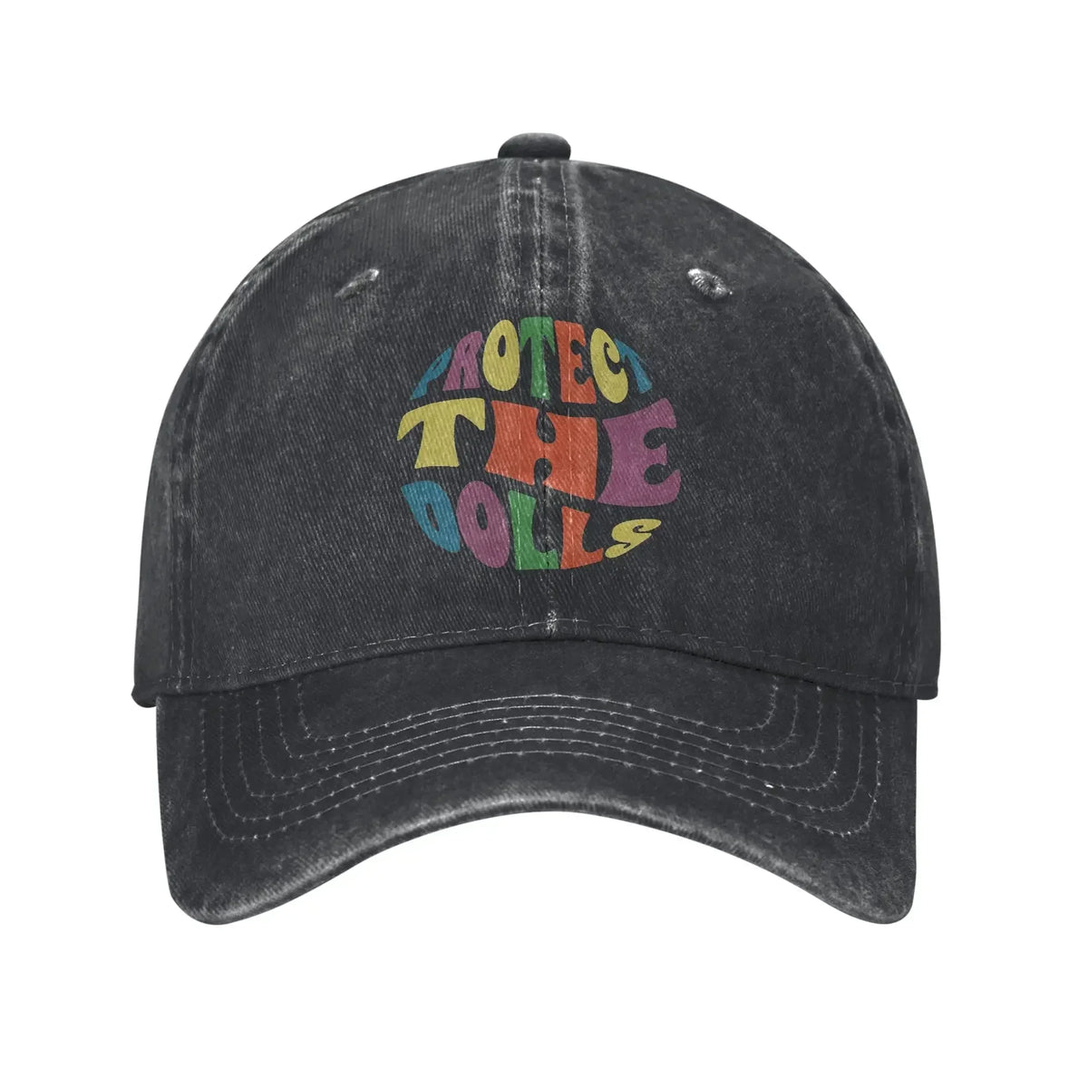 Protect The Dolls Distressed Denim Baseball Cap