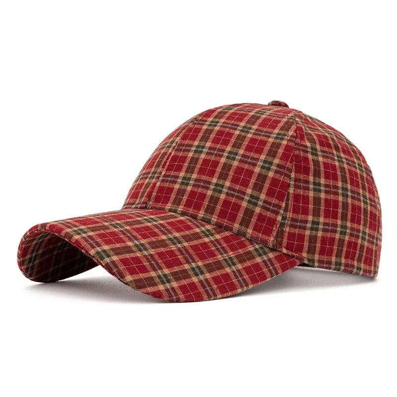 The Retro And Fashionable Color Blocked Checkered Baseball Cap