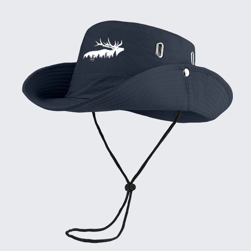 Elk Forest Print Outdoor Bucket Hat