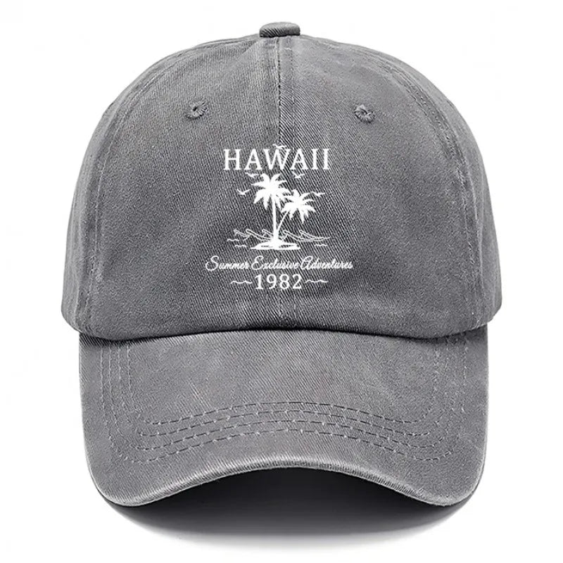 Hawaii Palm Tree Washed Baseball Cap