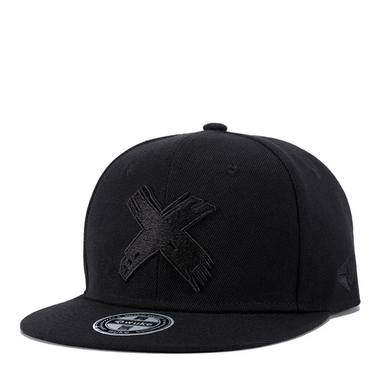Unisex Simple X Letter Embroidered Snapback Cap