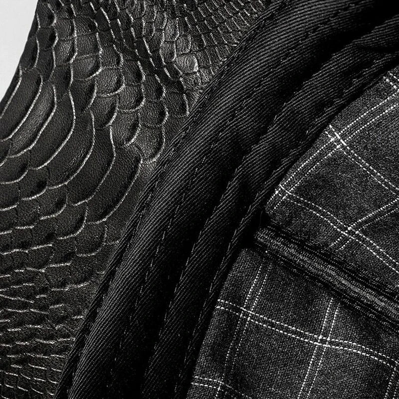 Black Crocodile Print Genuine Leather Snapback cap