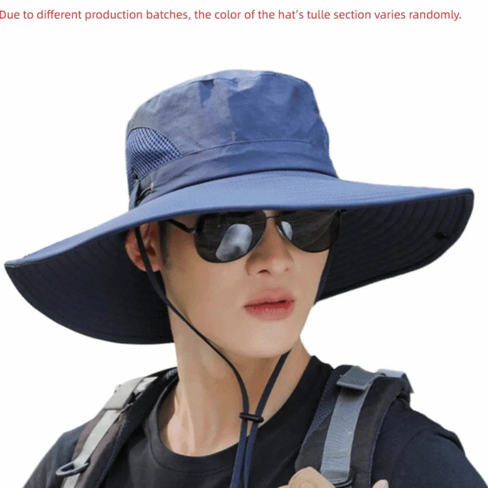 Foldable Large Brim Breathable Polyester Fishing Bucket Hat