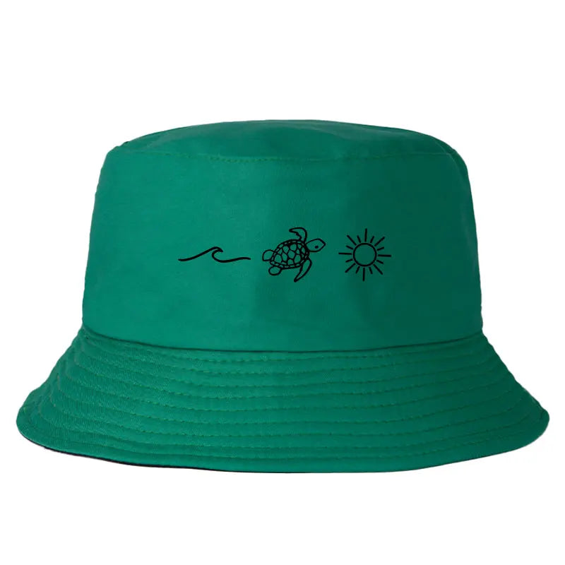 Minimalist Sea Turtle Wave Bucket Hat