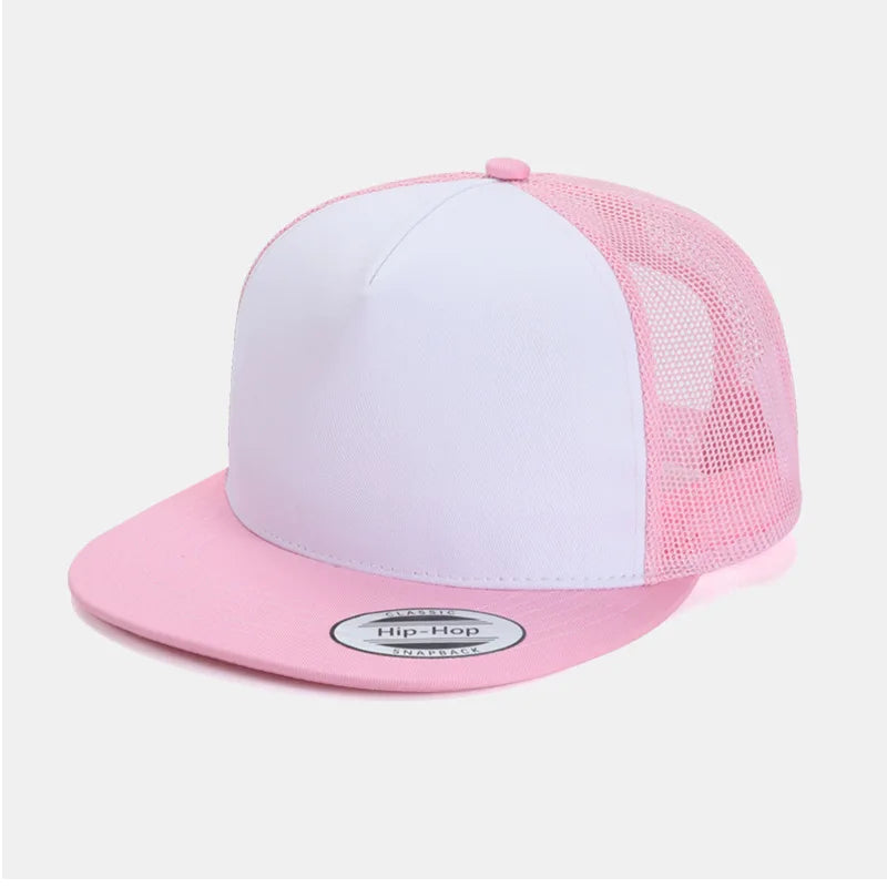 Custom Logo Embroidered Mesh Flat Brim Snapback Cap