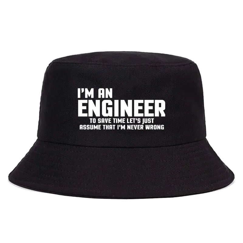 Funny Engineer Cotton Outdoor Bucket Hat Unisex