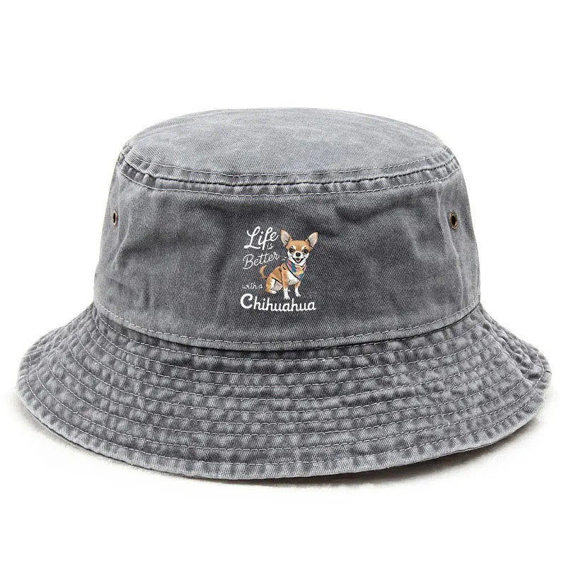 Chihuahua Lover Washed Fisherman Hat Vintage Cute Dog