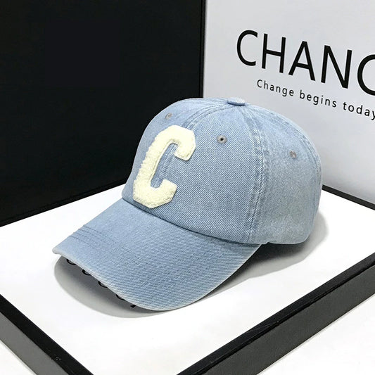 Denim Baseball Caps Casual 100% Cotton Letter C
