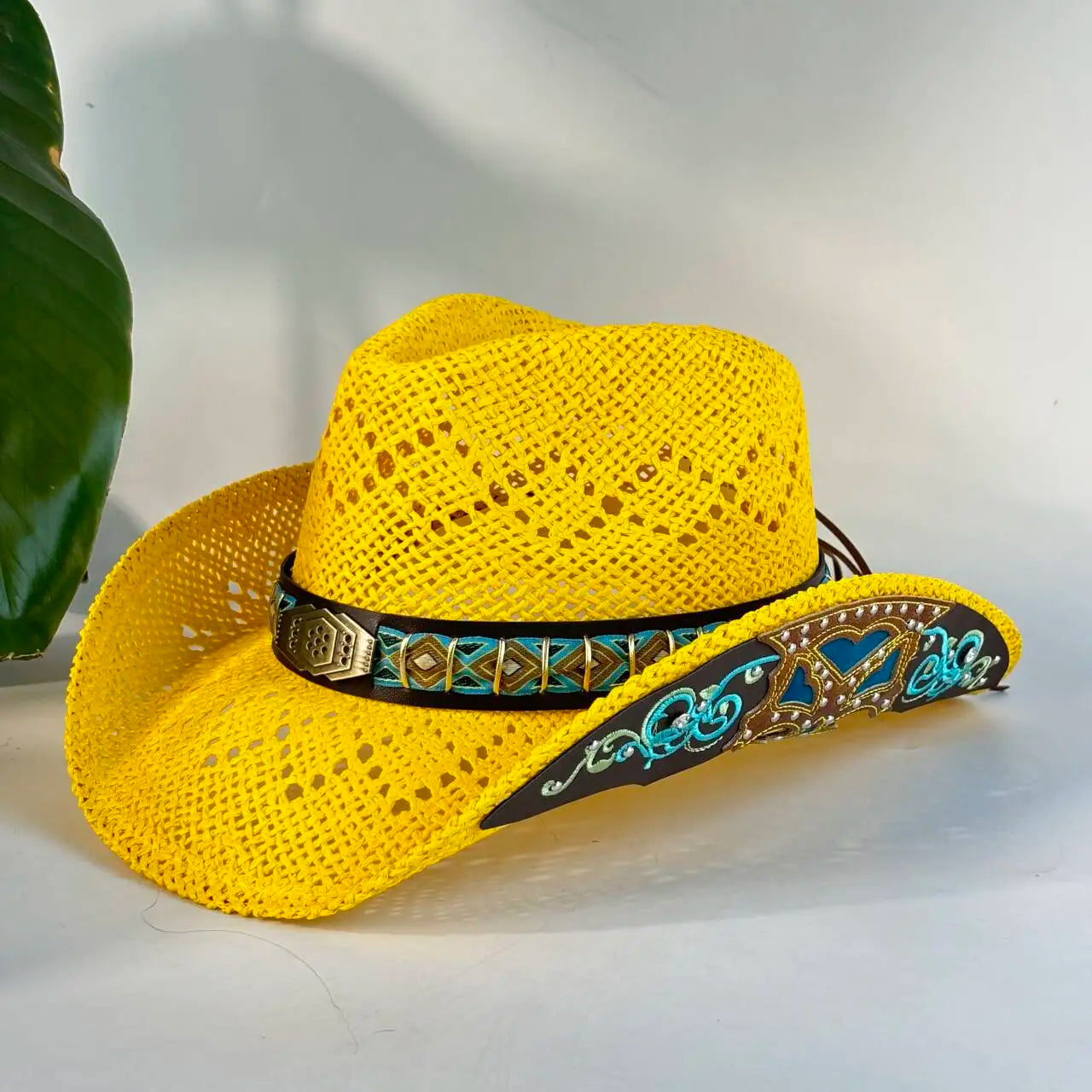 Vintage Red Hollow Crochet Cowboy Hat For Women