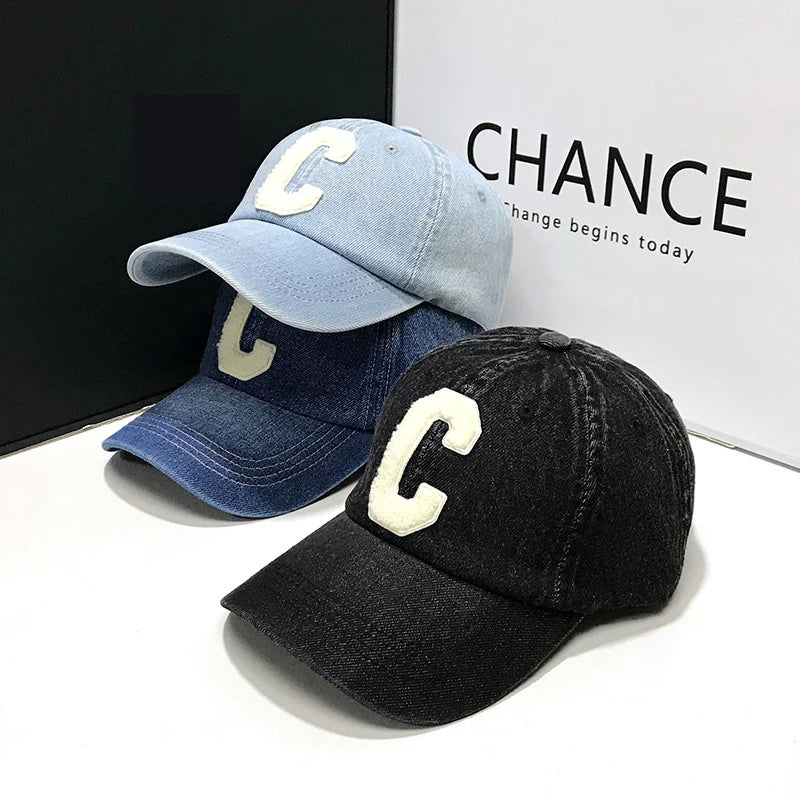 Denim Baseball Caps Casual 100% Cotton Letter C