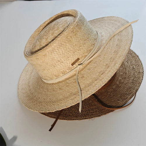 Classic Natural Palm Leaf Straw Hat Boater Hat Size 56-58cm