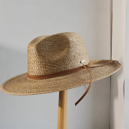 Classic Natural Palm Leaf Straw Hat Boater Hat Size 56-58cm