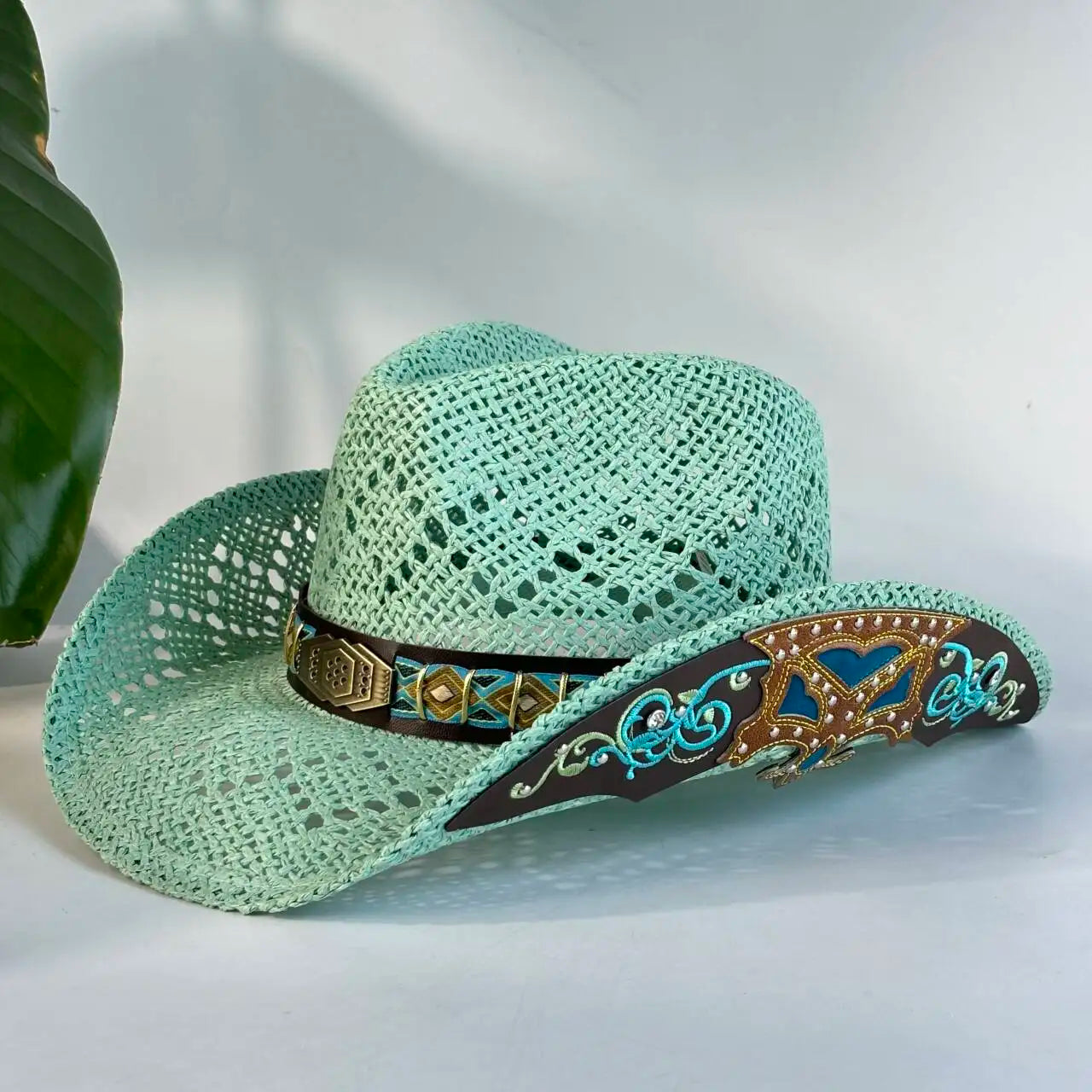 Vintage Red Hollow Crochet Cowboy Hat For Women