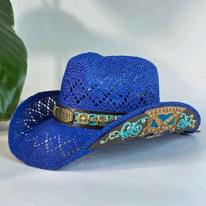Vintage Red Hollow Crochet Cowboy Hat For Women