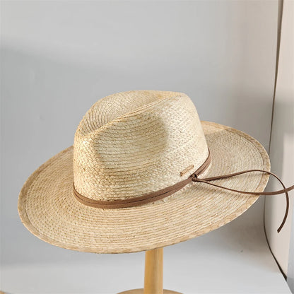 Classic Natural Palm Leaf Straw Hat Boater Hat Size 56-58cm