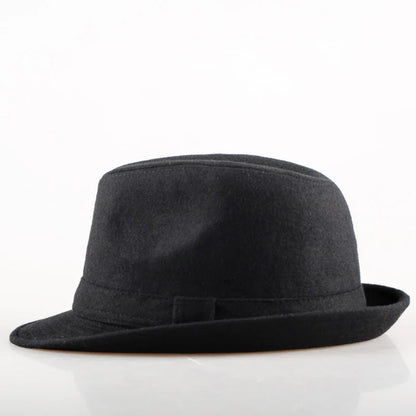 Winter Solid Woollen Fedoras For Men Top Jazz Hat