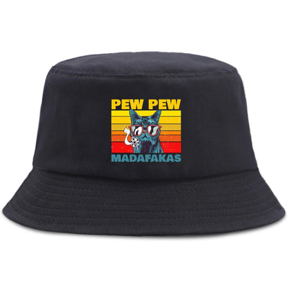 Pew Pew Madafakas Black Cat Bucket Caps Women
