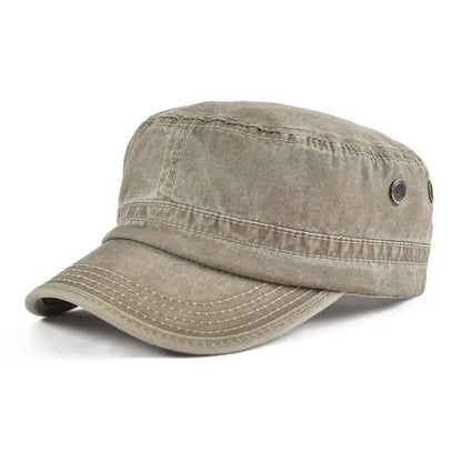 Military Cap Men Washed Cotton Fashion Design Flat Baseball Cap Size 57- 60cm