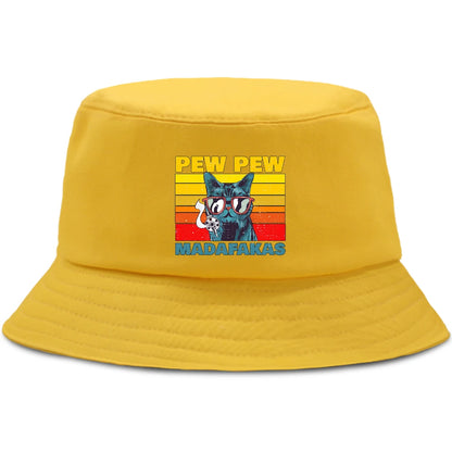 Pew Pew Madafakas Black Cat Bucket Caps Women