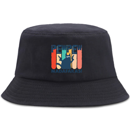 Pew Pew Madafakas Black Cat Bucket Caps Women