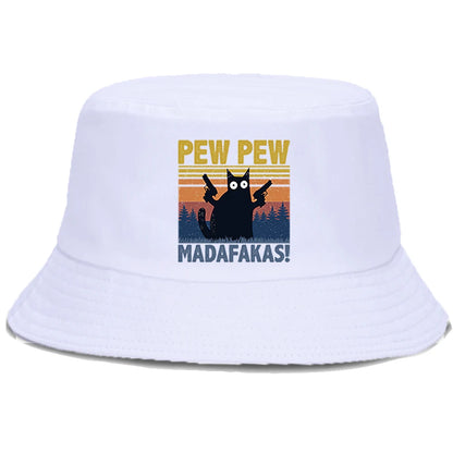 Pew Pew Madafakas Black Cat Bucket Caps Women