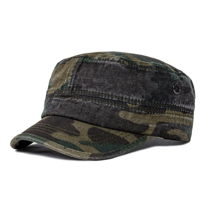 Military Cap Men Washed Cotton Fashion Design Flat Baseball Cap Size 57- 60cm