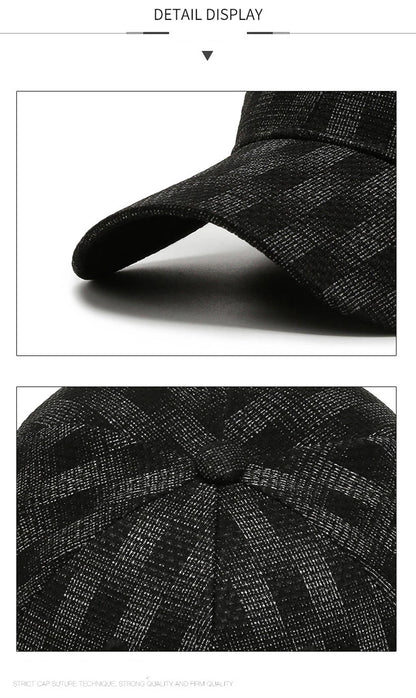 Luxury Brand Black Gray Plaid Baseball Caps For Men Summer Women