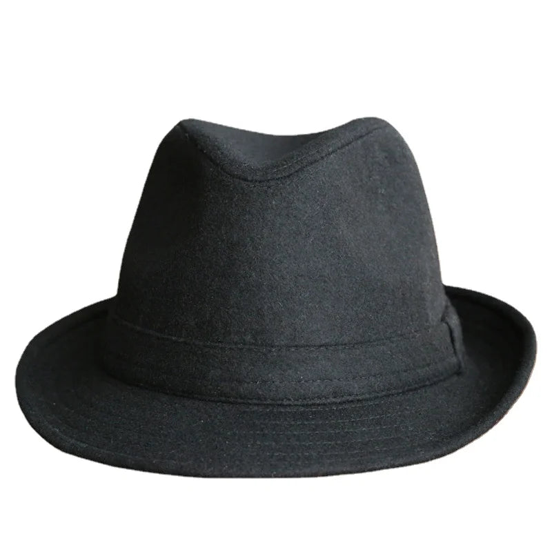 Winter Solid Woollen Fedoras For Men Top Jazz Hat