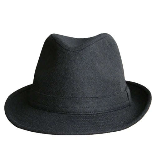 Winter Solid Woollen Fedoras For Men Top Jazz Hat