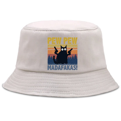 Pew Pew Madafakas Black Cat Bucket Caps Women