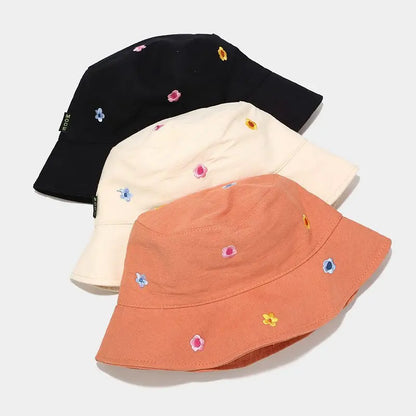 Four Seasons Cotton Flower Embroidery Bucket Hat