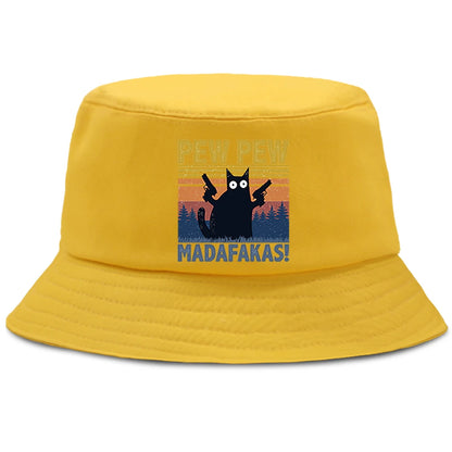 Pew Pew Madafakas Black Cat Bucket Caps Women