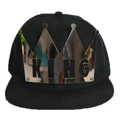 King Queen Embroidered Couple Snapback Caps Set
