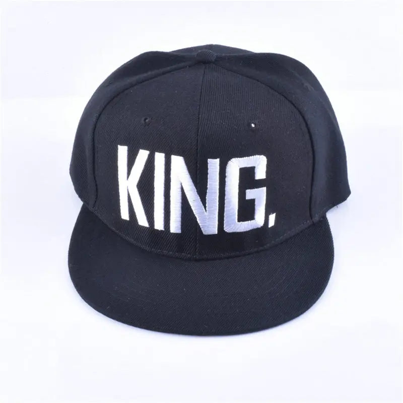 King Queen Embroidered Couple Snapback Caps Set