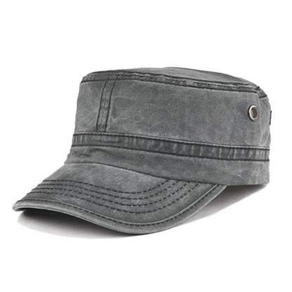 Military Cap Men Washed Cotton Fashion Design Flat Baseball Cap Size 57- 60cm